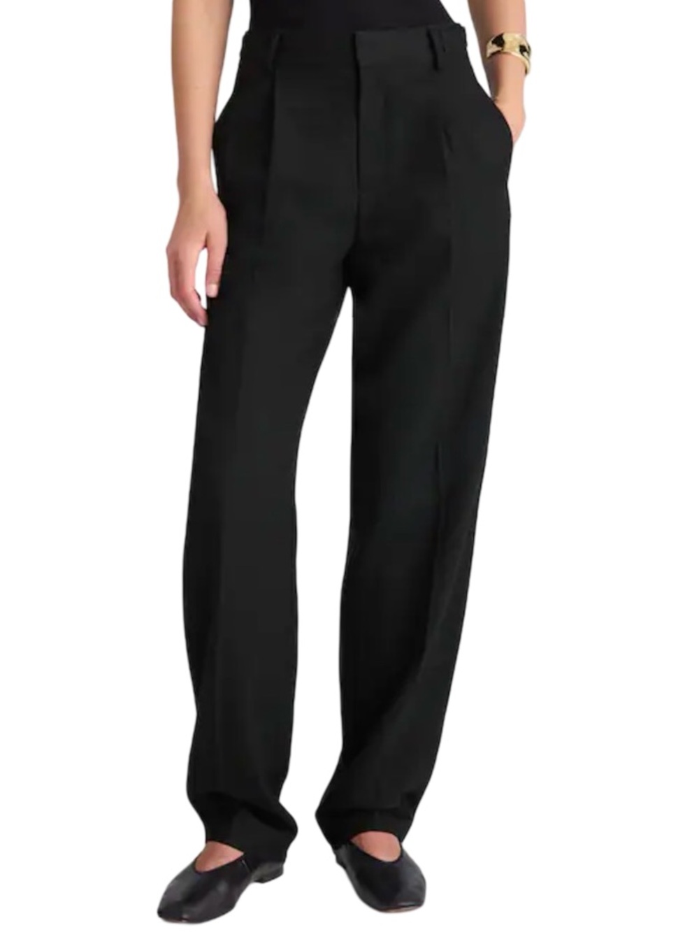 Madewell Barrel Leg Trouser Pants Size 6 Black High Waist Capsule Wardrobe Linen